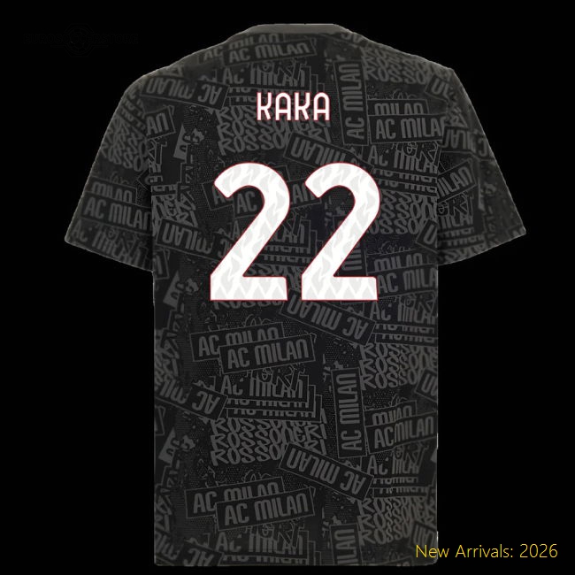 Popular 2025-2026 Ac Milan Ftblculture Tee Aop (Black) (Kaka 22)