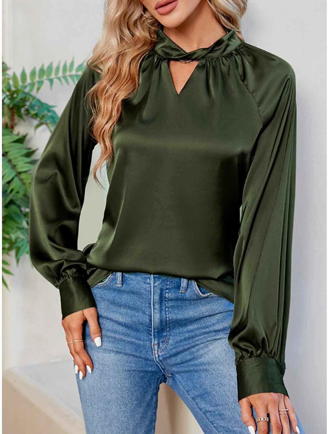 Women's Satin Shirt Blouse Party Work Ladies Stylish Long Sleeve Fall Winter