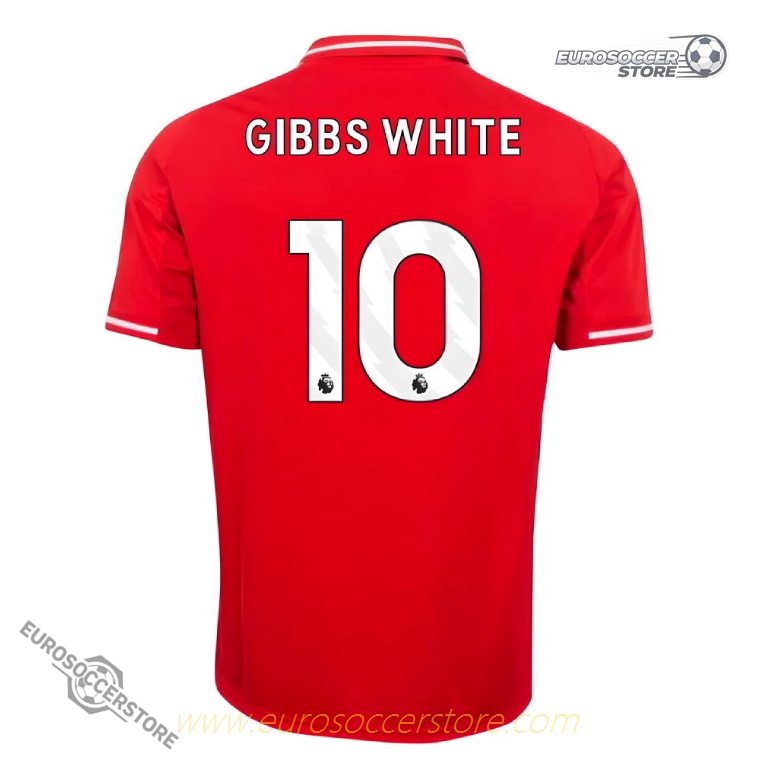 Nottingham Forest 25-26 Season Home Jersey, Featuring GIBBS WHITE with Number 10