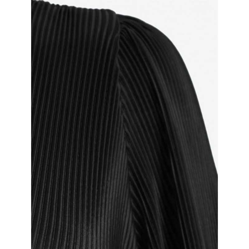 Long Sleeve Plisse Cropped Wrap Blouse GG2906