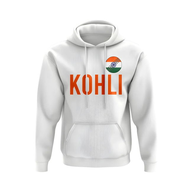 Collector'S-Item Virat Kholi India Name Hoody (White) Fan-Favorite