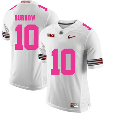 Men's OSU Ohio White 2018 alternate jersey Joe Burrow #10 away jersey