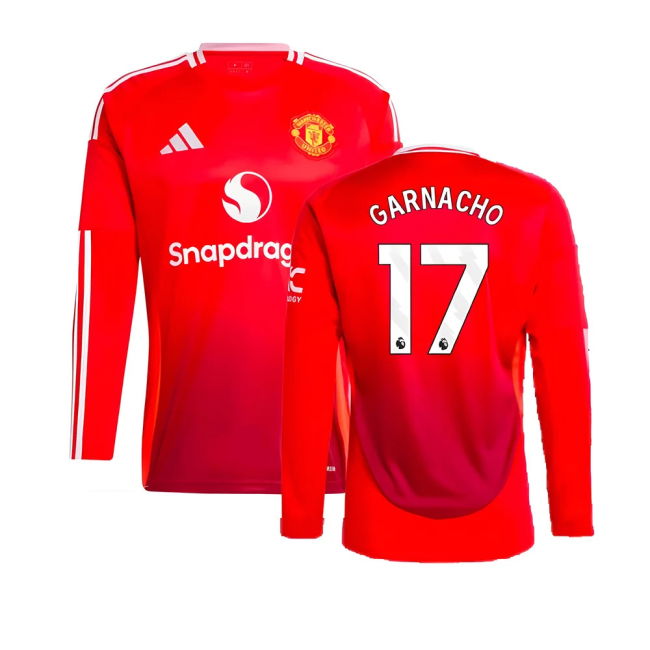 2024-2025 Man Utd Long Sleeve Home Top (Garnacho 17)