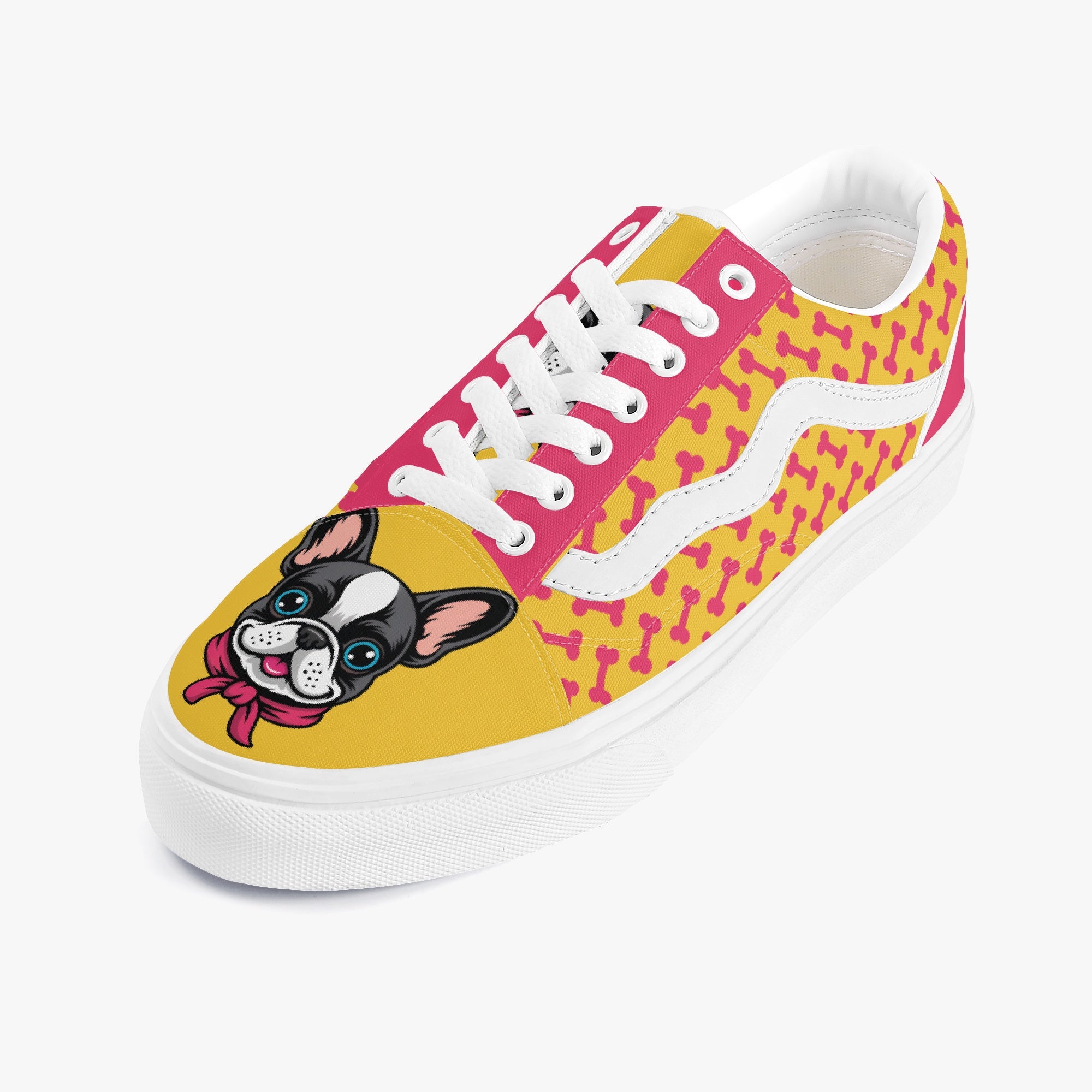 French Bulldog Lover Barkley Trendy Low Top Canvas Sneakers Casual Footwear