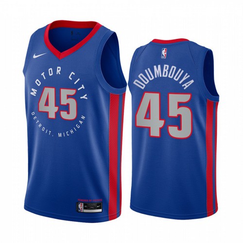 DET #45 Sekou Doumbouya Official 2020 City NBA Jersey - Blue Swingman