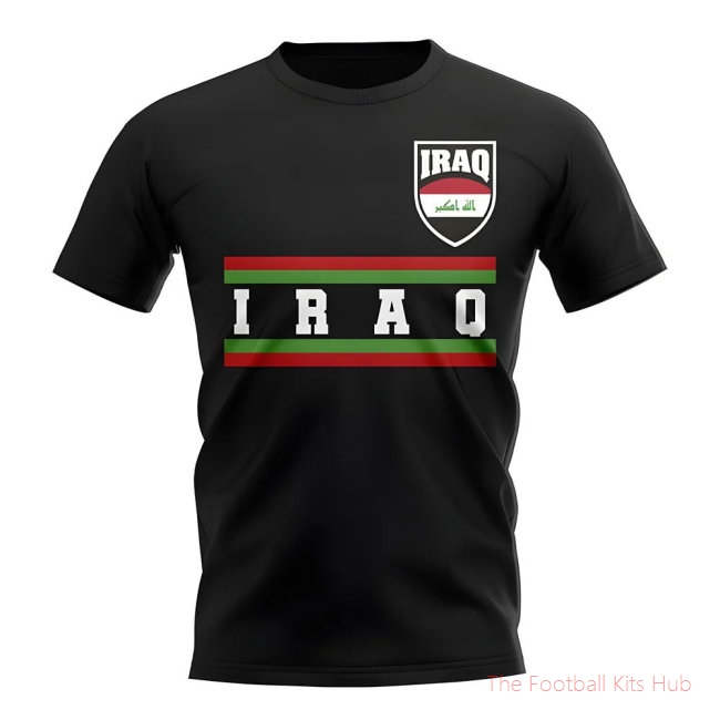 Iraq Core Football Country T-Shirt (Black)