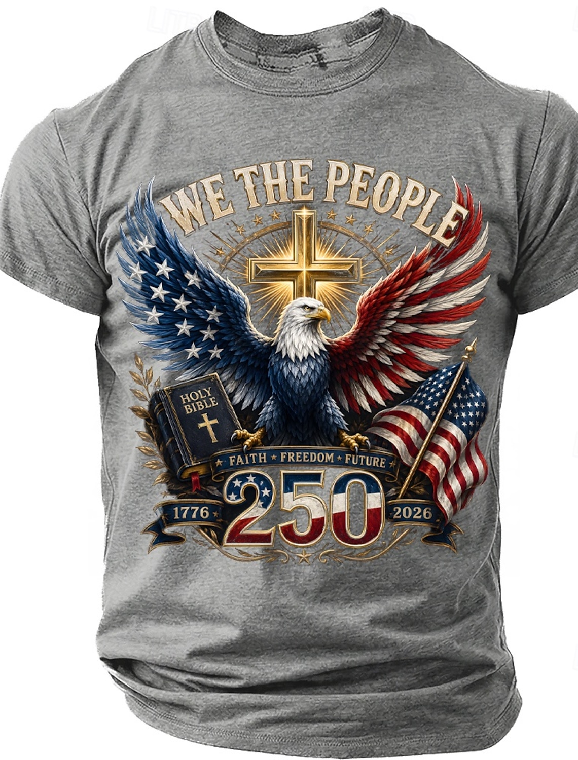 4th of July 2026 250th Men's Eagle US Flag T Shirt Short Sleeve T shirt 3D Print Crew Neck Shirt Patriotic Daily Festival Blue Black White Summer Spring Clothing Apparel S M L XL XXL XXXL