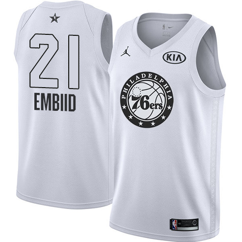 High-Quality PHI #21 Joel Embiid 2018 Icon NBA Swingman Jersey White