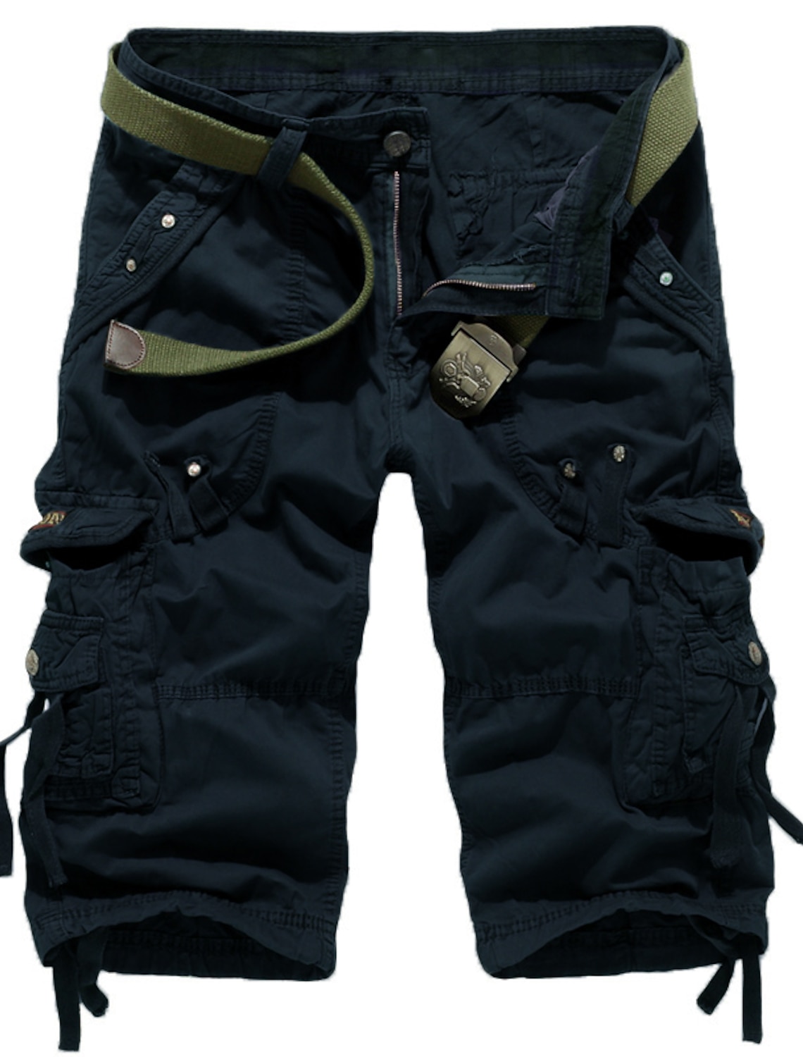 Men's Cargo Shorts Hiking Shorts Leg Drawstring Multi Pocket Multiple Pockets Plain Breathable Outdoor Calf-Length Casual Daily Streetwear Stylish ArmyGreen Wine Inelastic