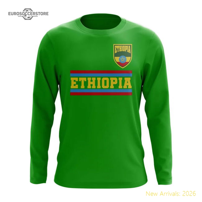 Premium-grade Ethiopia Core Football Country Long Sleeve T-shirt (g