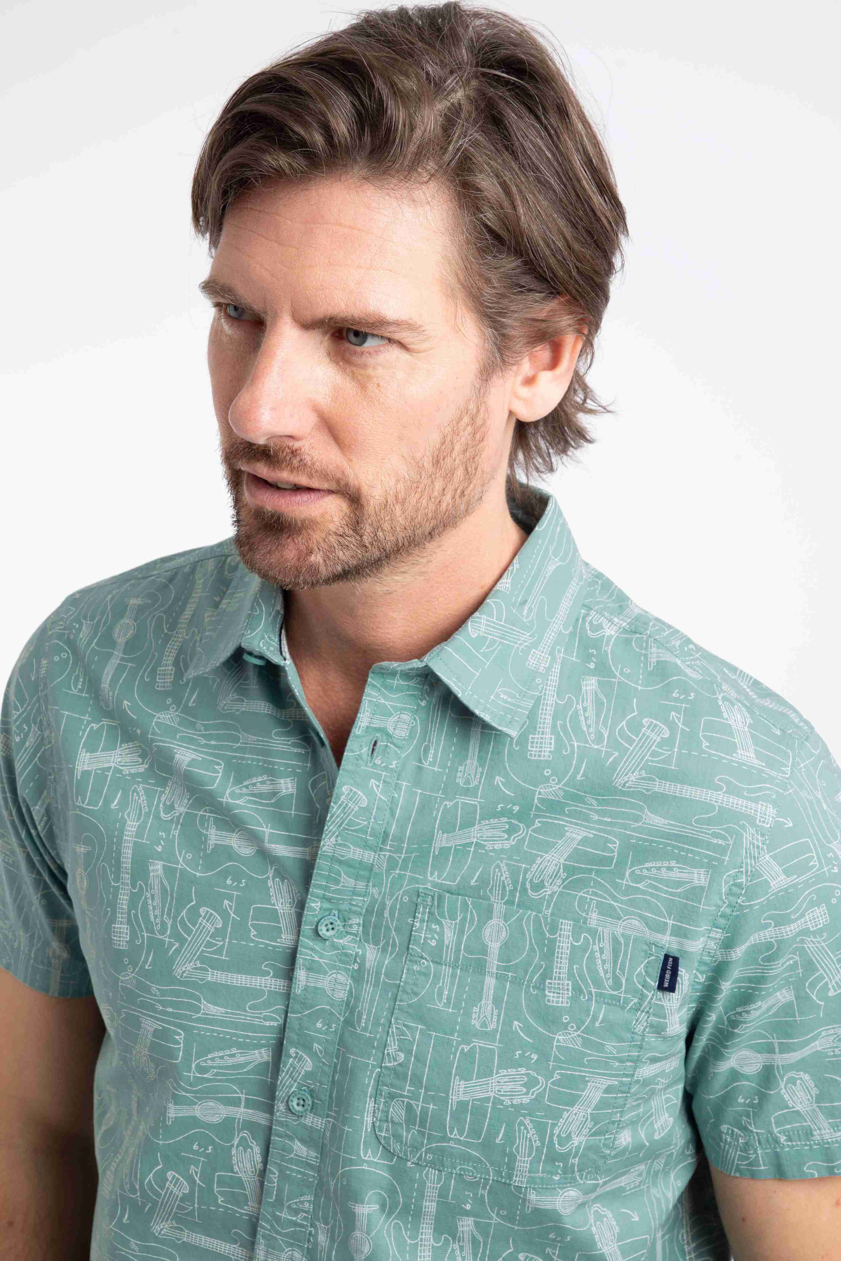 Faraway Short Sleeve Printed Shirt Mineral Blue