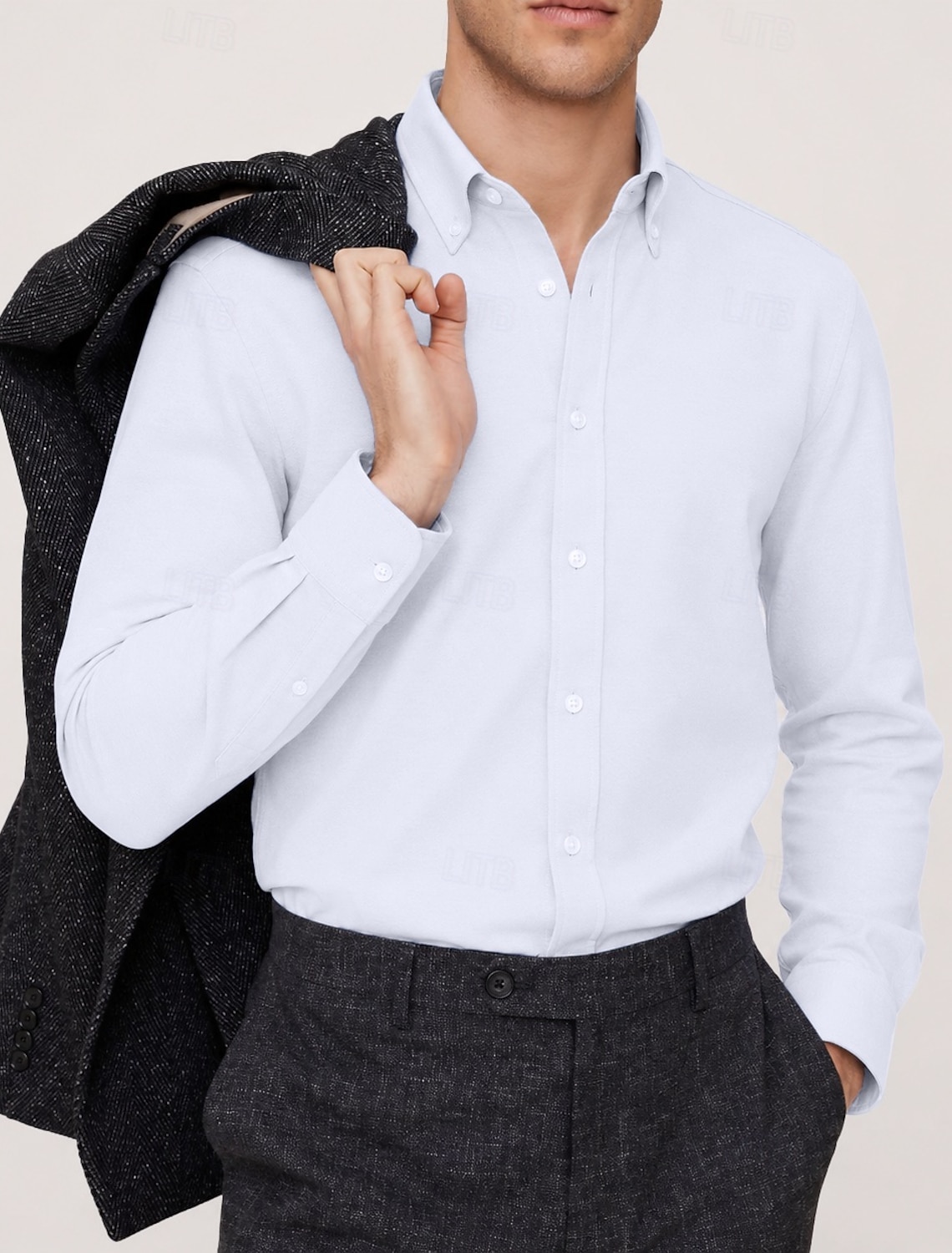 Men's Shirt Dress Shirt Button Down Shirt Daily Business Blue White Dark Blue Long Sleeve Turndown Spring Fall Clothing Apparel Classic