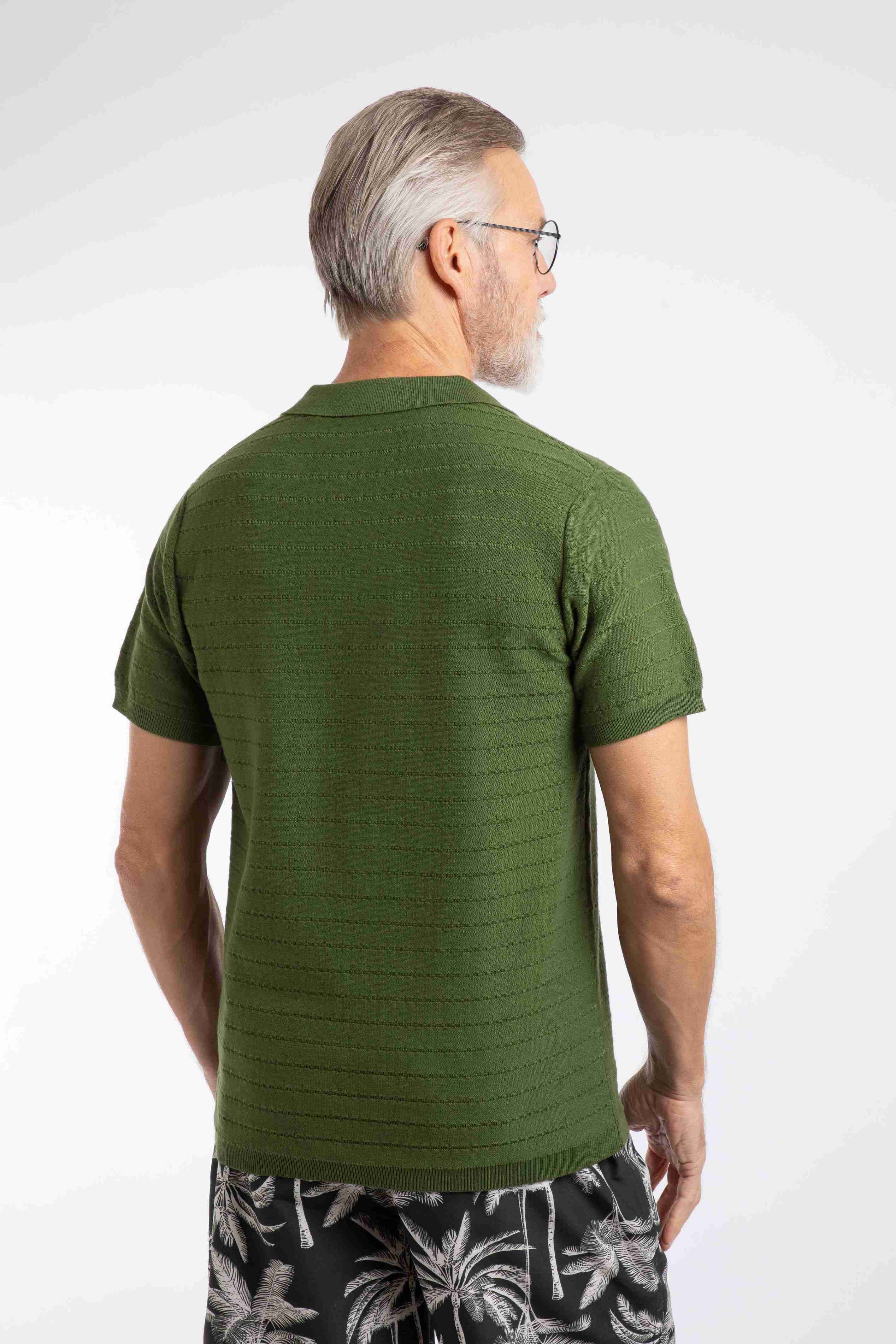 Tyne Trophy Neck Knitted Polo Shirt Ginko Green