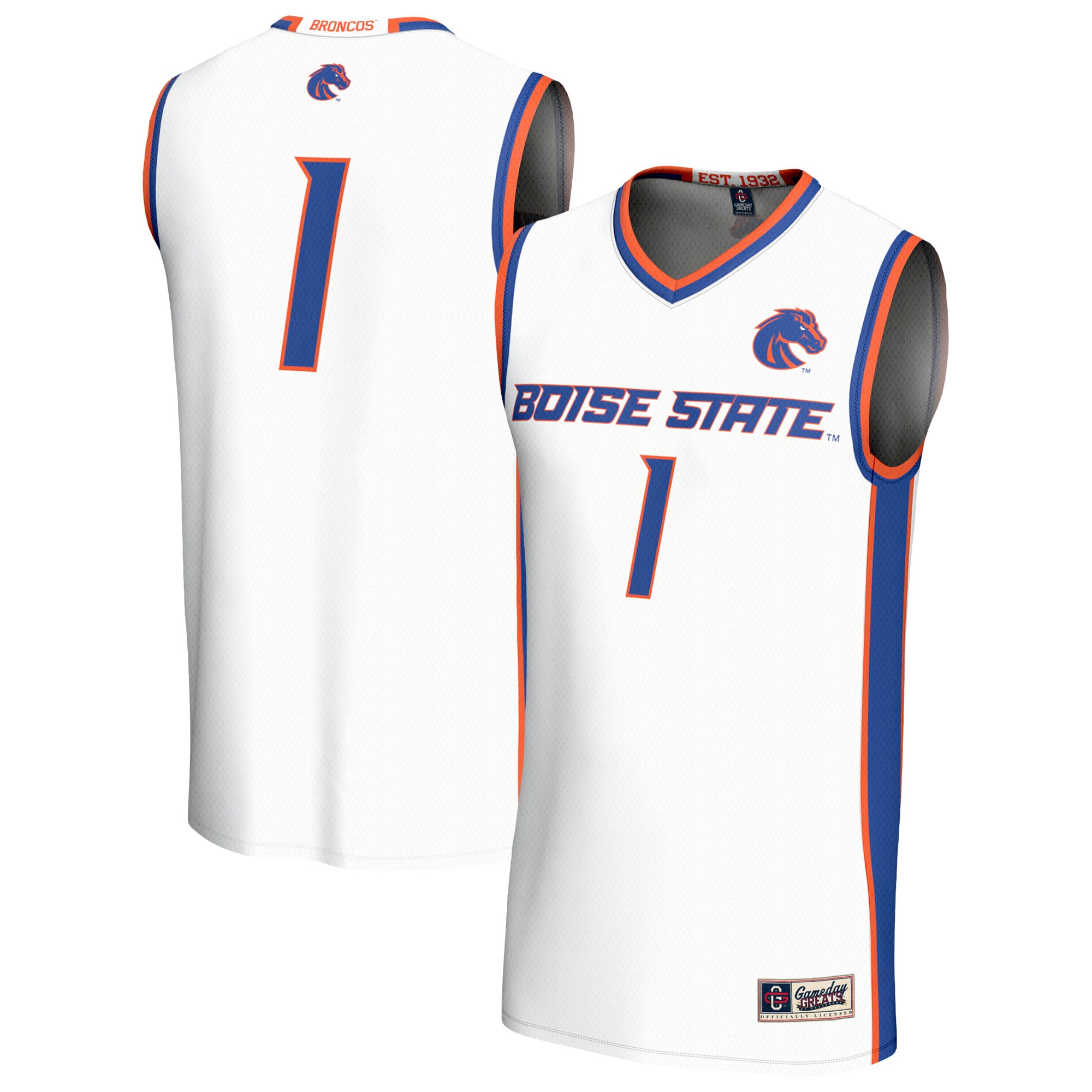 Boise State Broncos GameDay Greats Unisex Collegiate Basketball Fashion Jersey - White