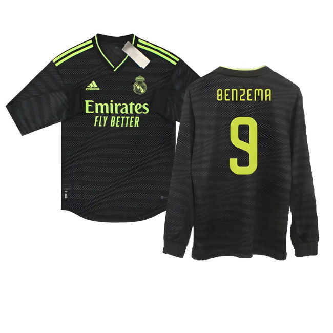 2022-2023 Real Madrid Auth Long Sleeve Third Shirt (BENZEMA 9) - Ma...