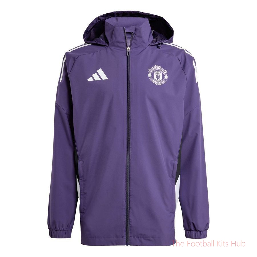 Manchester United Jacket Tiro 25 All Weather EU - Aurora Plum/White/Black