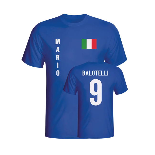Mario Balotelli Italy Flag T-Shirt (Blue) Official Authentic