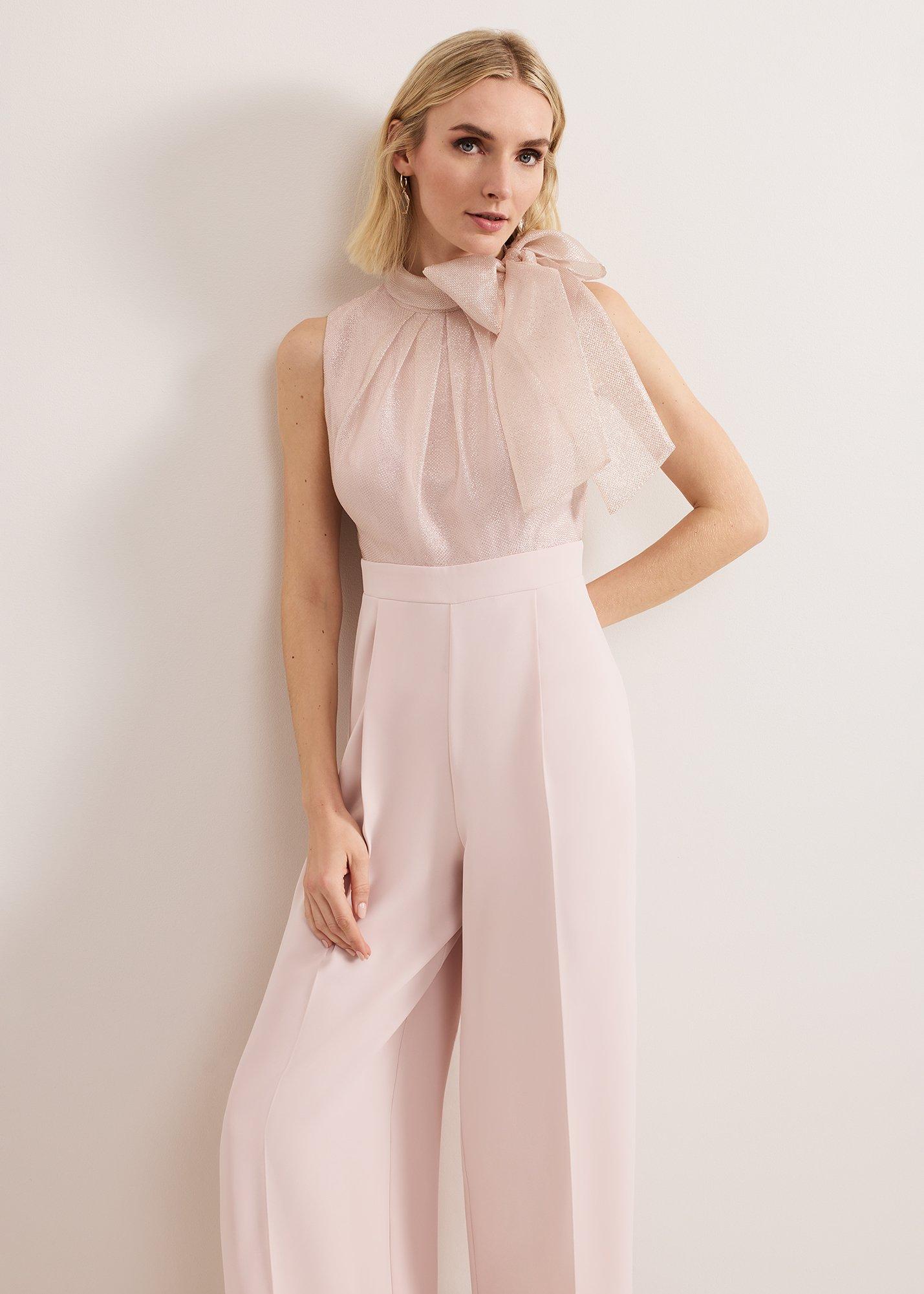 Stephy Shimmer Tie Neck Jumpsuit