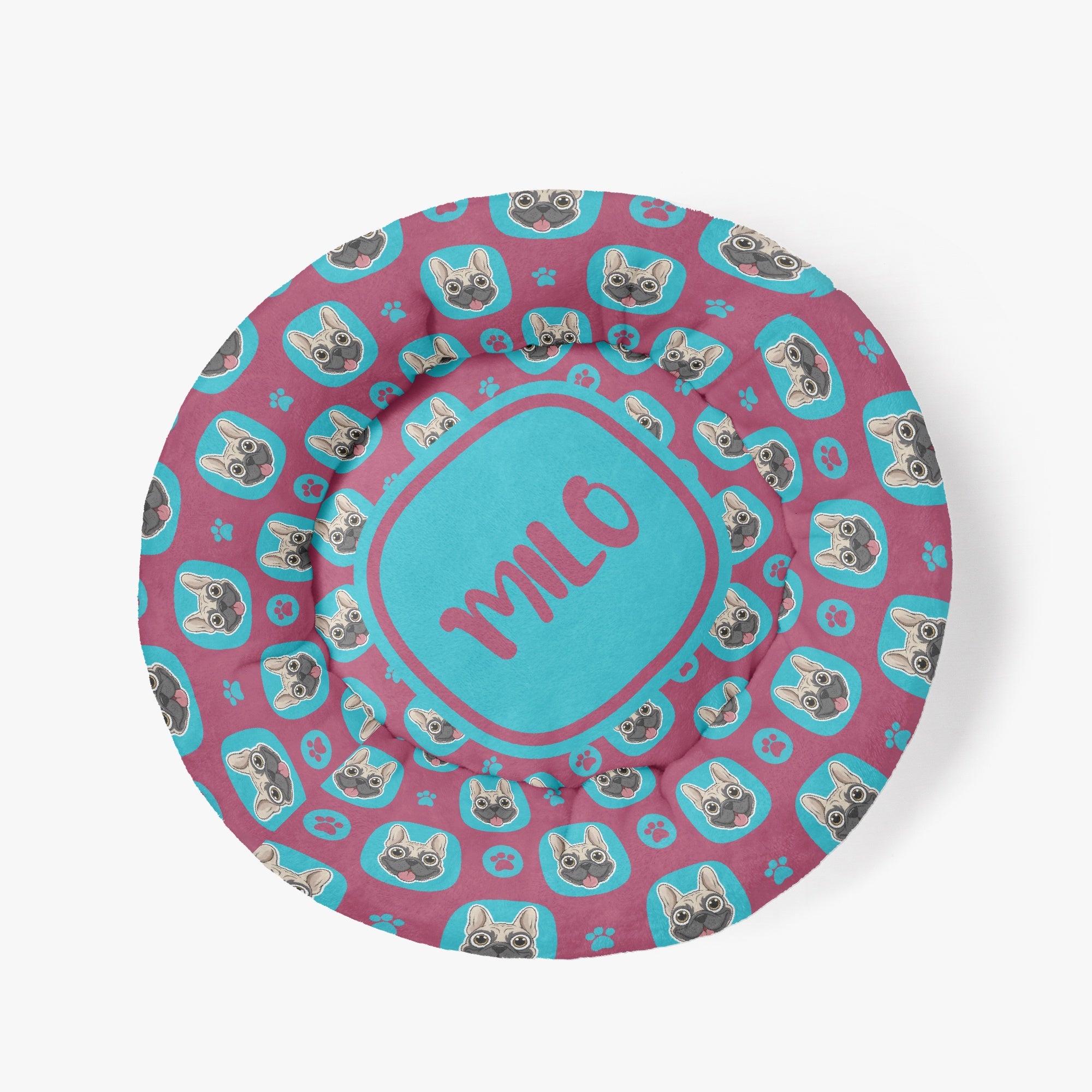 Lincoln - Custom Cloud-Comfort Frenchie Bed | Personalized Anti-Anxiety Donut Bed for French Bulldogs