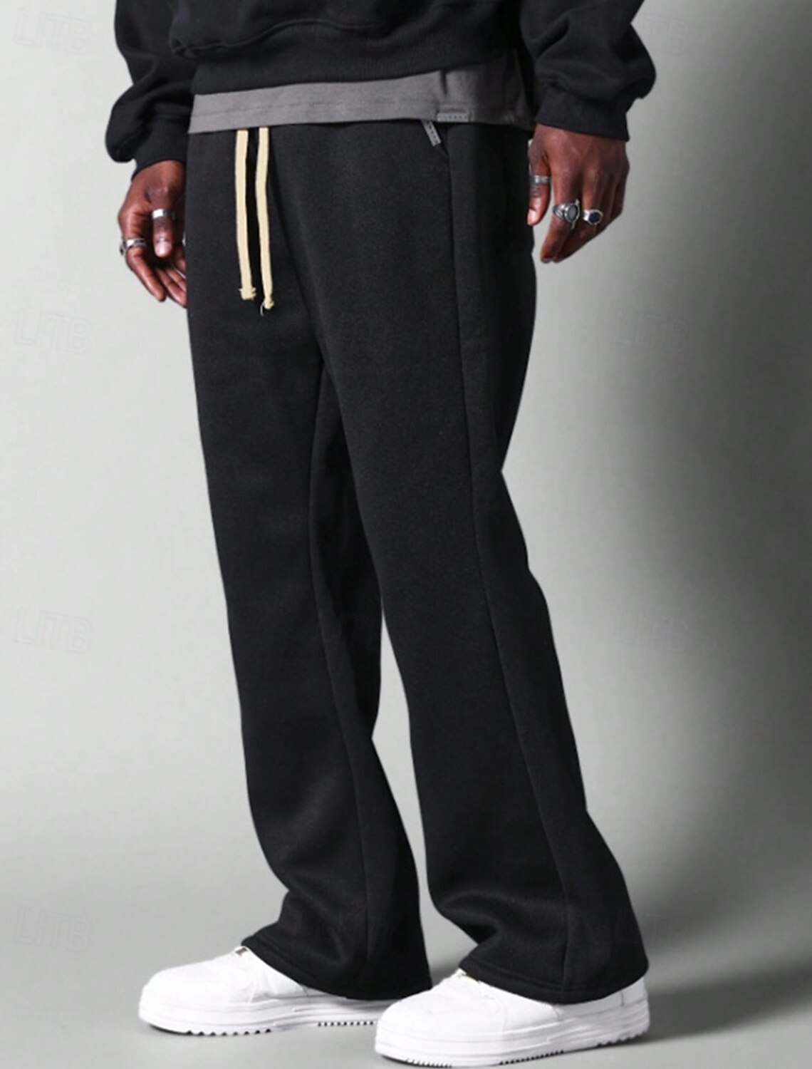 Men's Sweatpants Flared Pants Trousers Drawstring Pocket Elastic Waist
