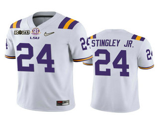 authentic Men's LSU LA Tigers Derek Stingley #24 White 2020 Football