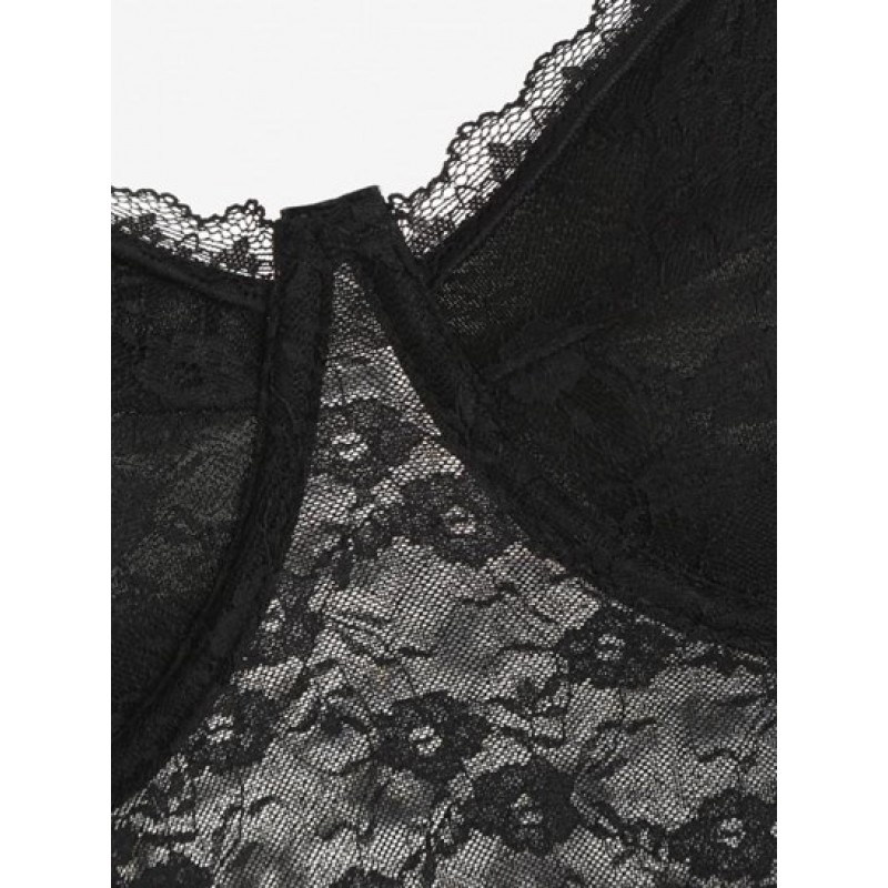 Underwire Bustier Sheer Lace Cami Top WL6521