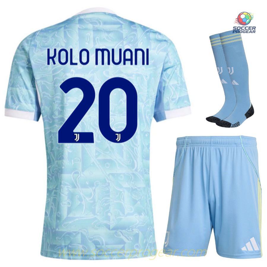Juventus Away Youth Jersey Set Football Jersey 2025-26 Edition Kolo Muani