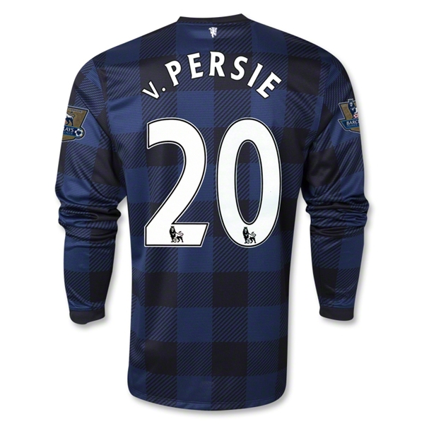 13-14 Manchester United 20 vPERSIE Away Black Long Sleeve Jersey