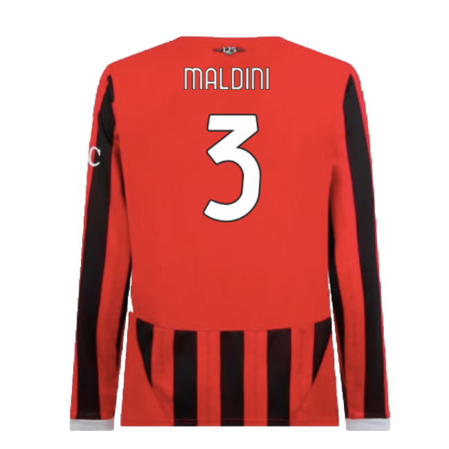 Fervent Acm Ac Milan Home Long Sleeve Shirt Maldini #3 Official Li...