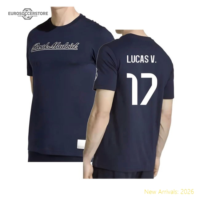 Official 2025-2026 Real Madrid Us Tee (Navy) (Lucas V. 17)