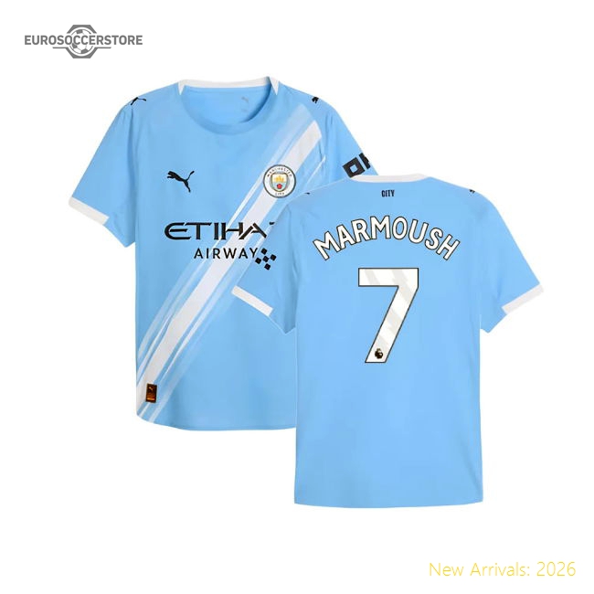 2025-2026 Man City Authentic Home Shirt (Marmoush 7)