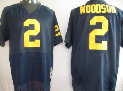 Men's U-M Wolverines Blue 2024 alternate jersey Woodson Navy #2 game
