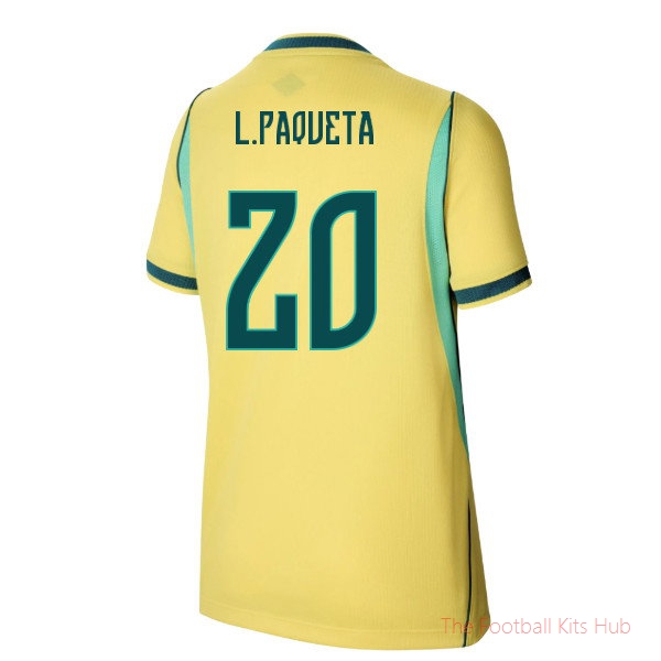 2026-2027 Brazil Home Shirt Football Jersey L Paqueta #20 Kids'