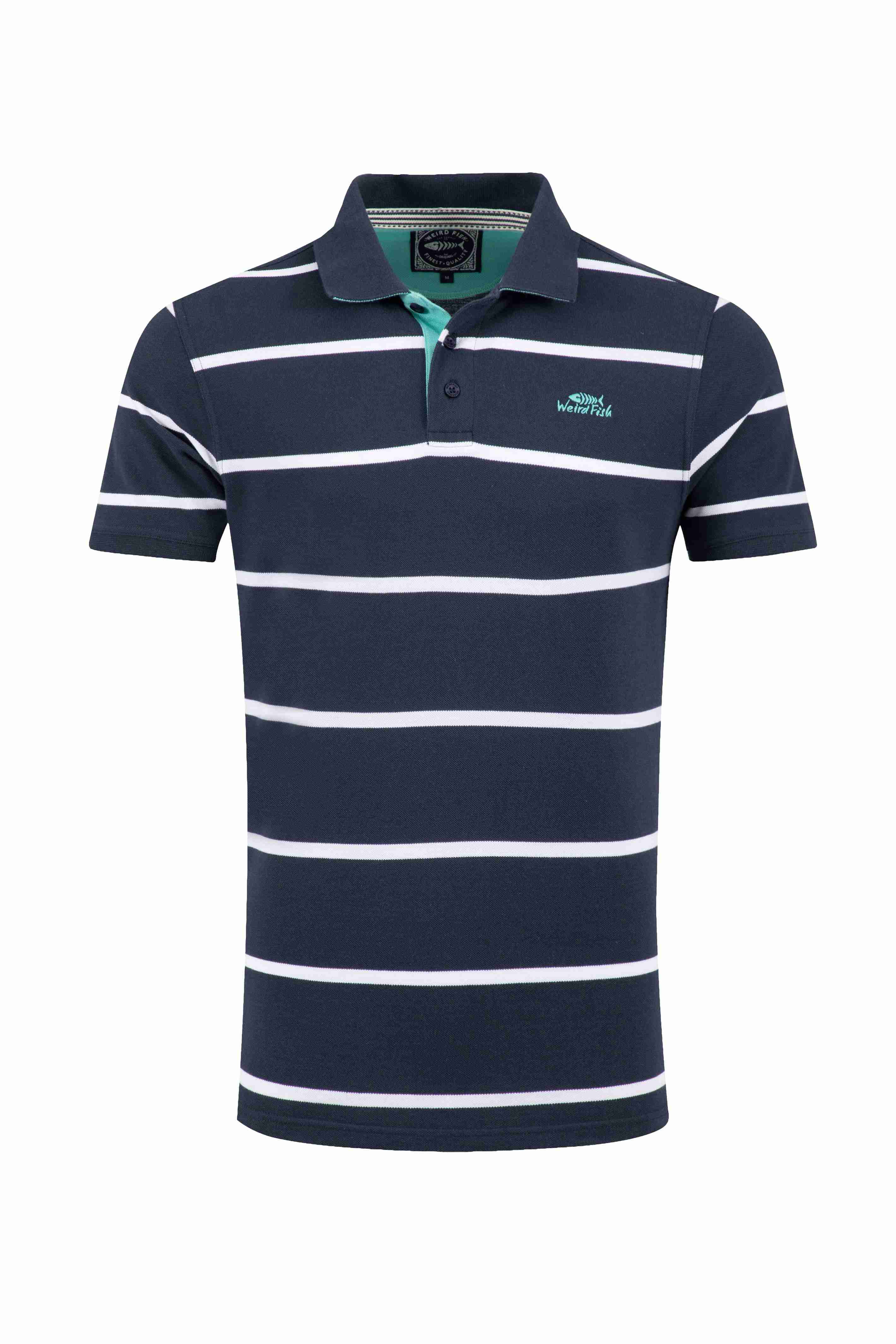 Fabian Striped Pique Polo Shirt Navy