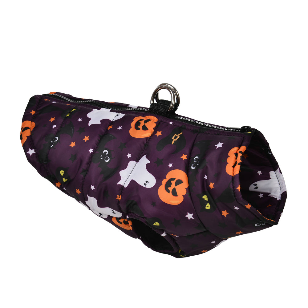 Pet-Lover Frenchie Halloween Winter Jacket With Pumpkin Print Cozy An...