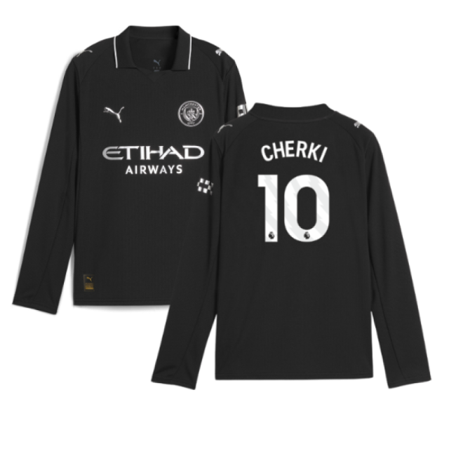 2025-2026 Man City Performance Long Sleeve Away Kit Kids Cherki 10