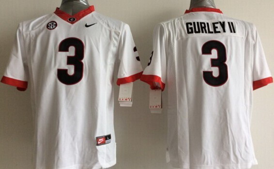 Men's Georgia Dawgs #3 Todd Gurley White 2014 team authorized premium