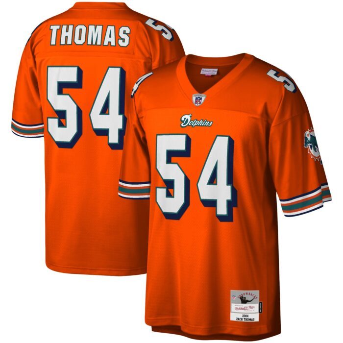 Men's Miami Dolphins Zach Thomas Mitchell & Ness Orange Le...
