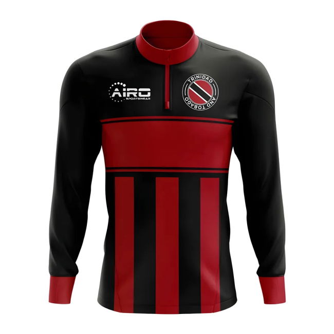 Trinidad and Tobago Concept Football Half Zip Midlayer Top (Black-Red)