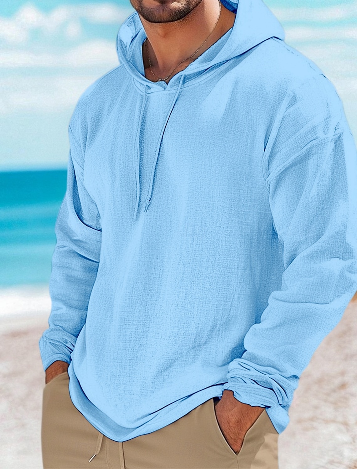 Men's Henley Shirt Tee Top Linen T-Shirt Long Sleeve Solid Color Plain