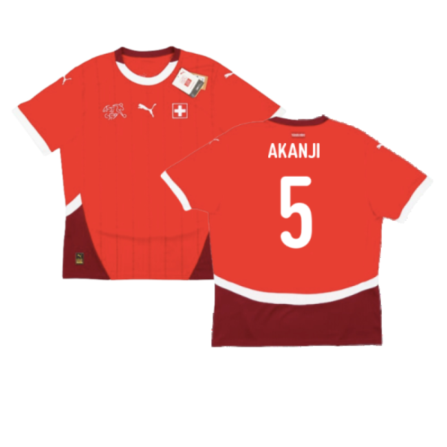 Akanji 5 Elite Style Switzerland Home Player Jersey 2024-2025