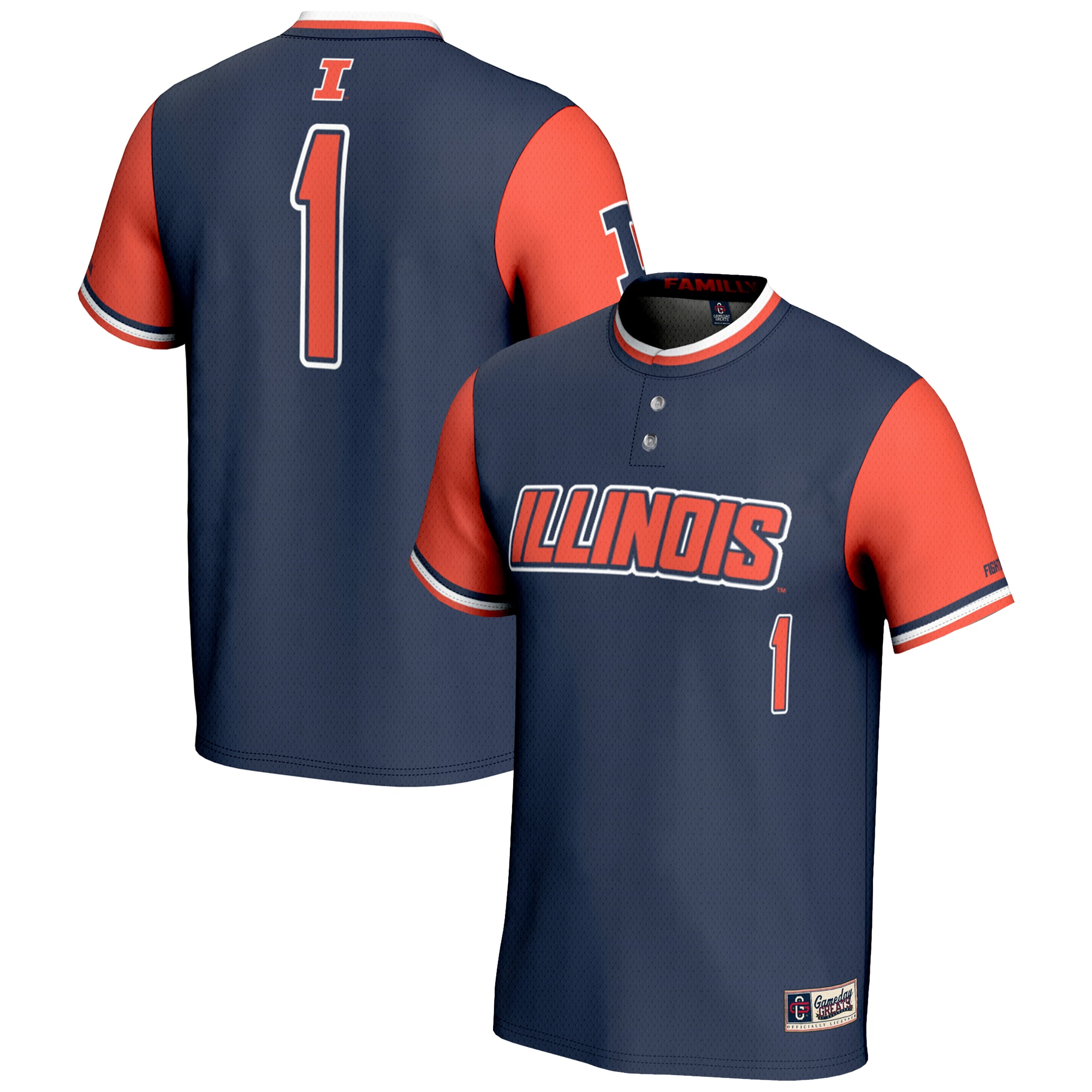 [NJP] Illinois Fighting Illini GameDay Greats Unisex Lightweight Softball Jersey - Navy
