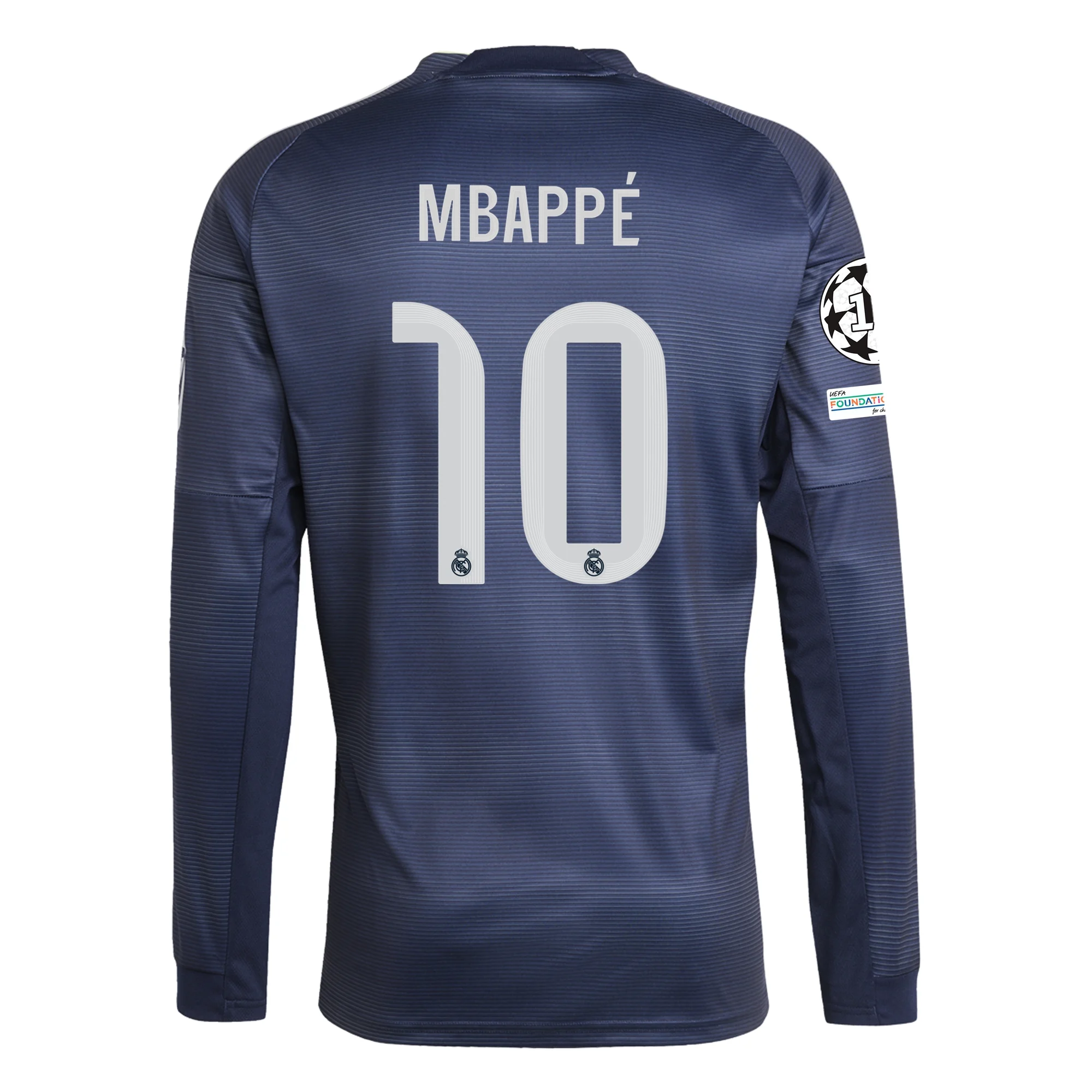 Kylian Mbappe Real Madrid Long Sleeve Away Football Shirt 25/26 Champions League Legend Ink
