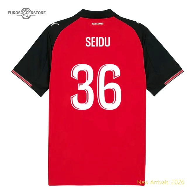 Fan-Favorite 2025-2026 Stade Rennais Home Shirt (Seidu 36)