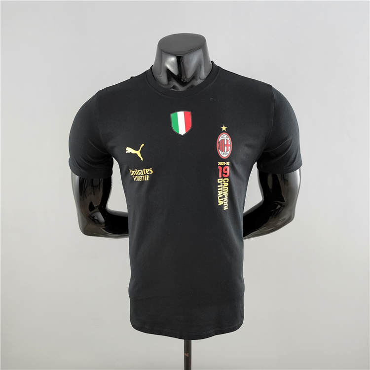 21-22 AC Milan Champion Black T-Shirt - Official Replica 6701