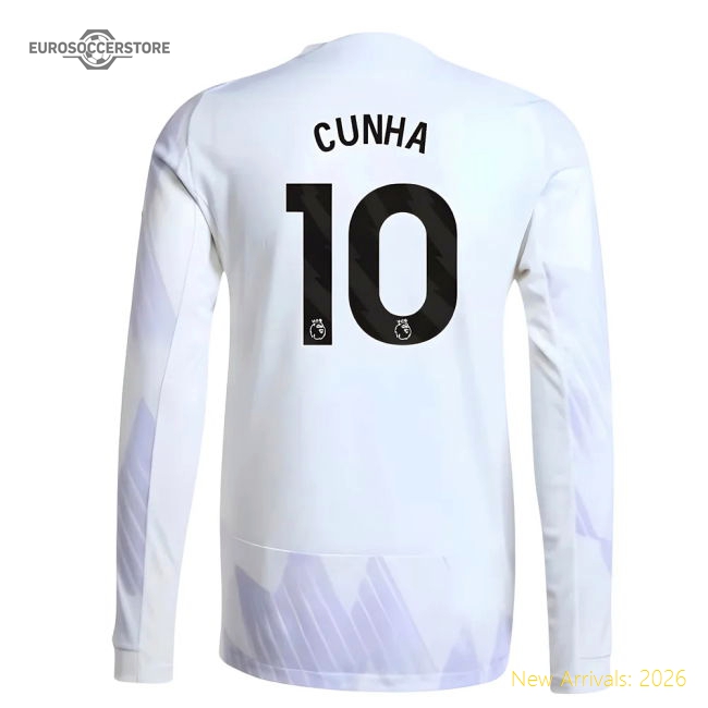 2025-2026 Man Utd Authentic Long Sleeve Away Shirt (cunha 10)