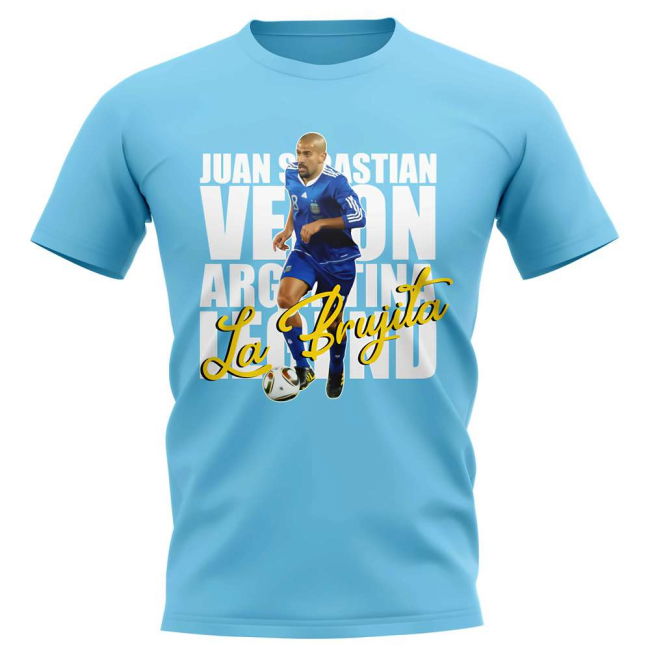 Soccer Juan Sebastian Veron Argentina Player T-Shirt (Sky Blue)