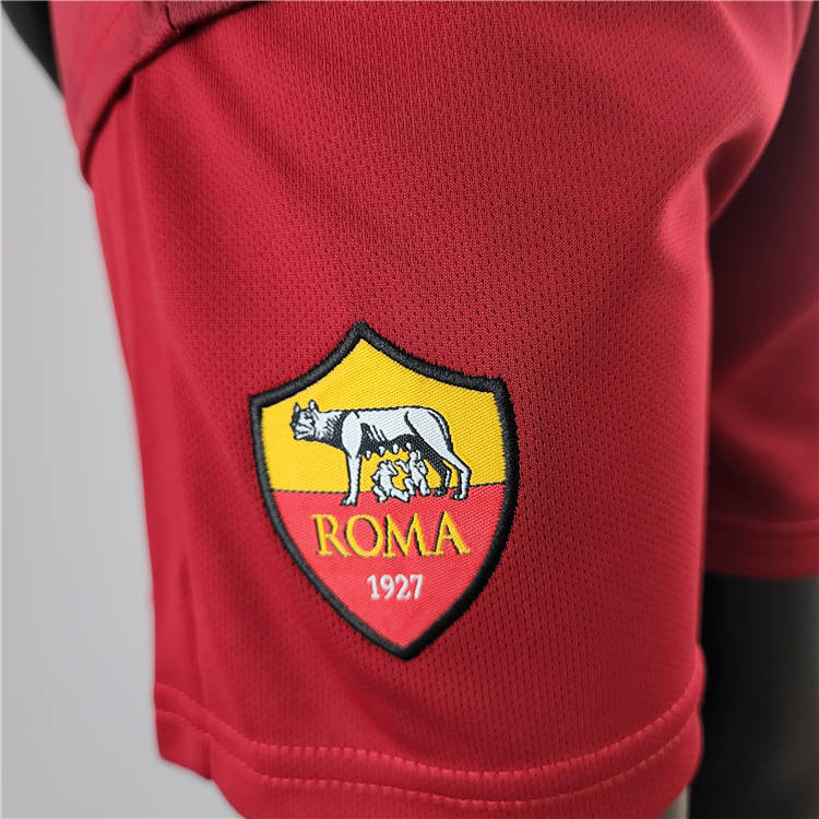 Kids AS Roma 2223 Home Brown Soccer Football KitShirtShorts -