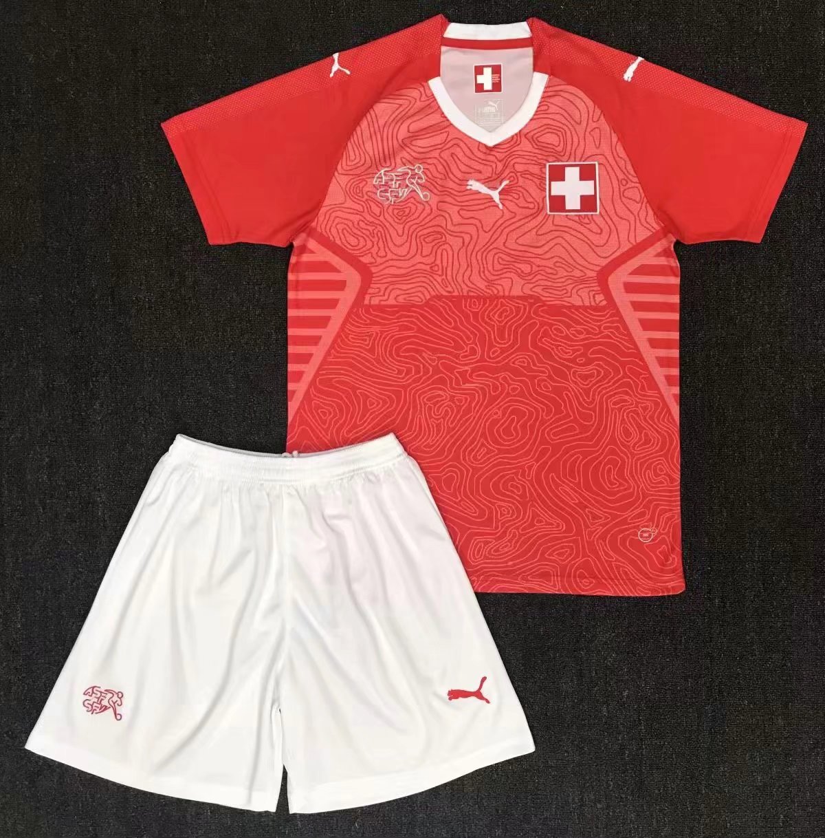 Advanced Fabric Kids Switzerland Home 2018 World Cup Soccer Kit Shirt