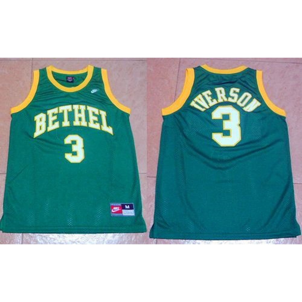76ers #3 Allen Iverson Green Bethel High School Stitched NBA Jersey